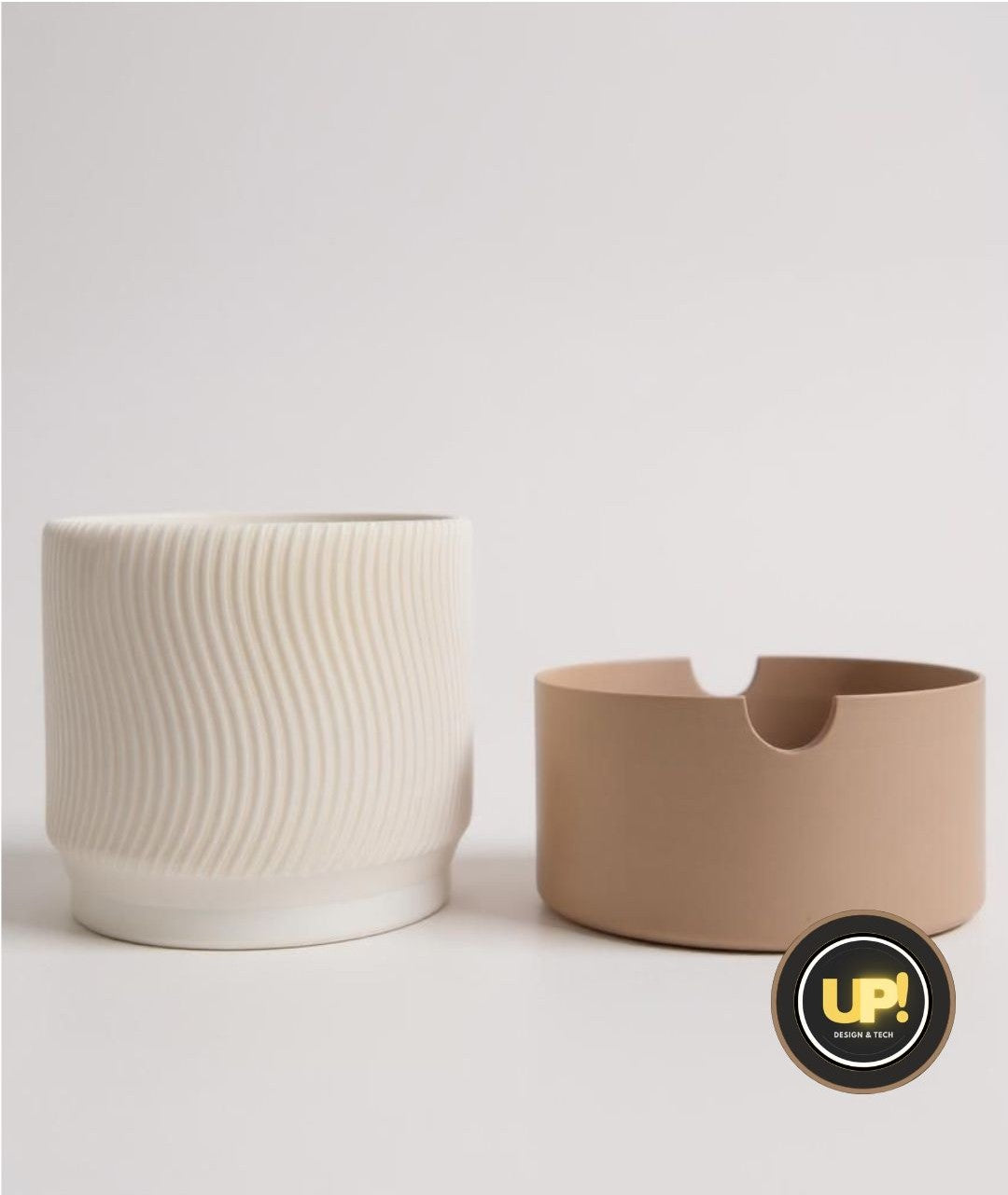 Minimalist Two Piece Ribbed Planter Set