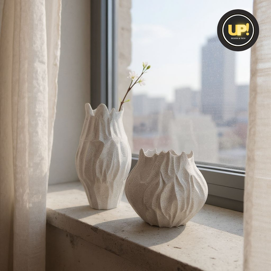 Stone-like vase duo