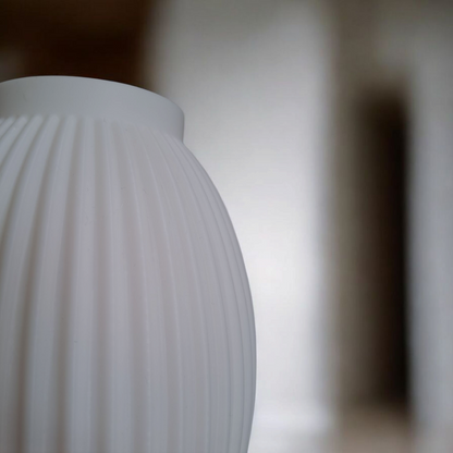 Modern Ribbed Vase with Bulbous