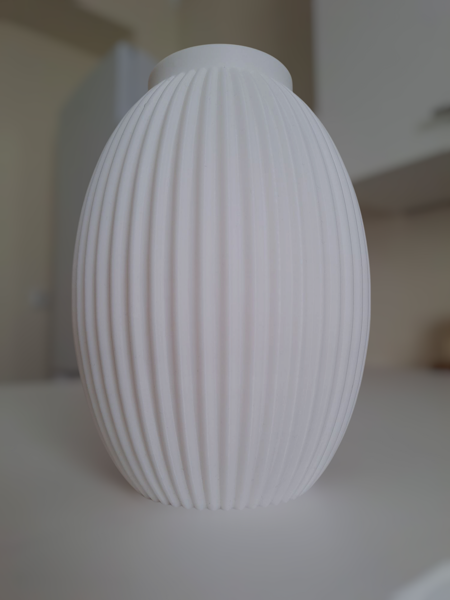 Modern Ribbed Vase with Bulbous